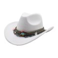 thumbnail image 1 of Decodeary Chapeau de Cowboy Premium Léger et Confortable Style Western Large Application Polyester Blanc, 1 of 6