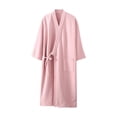 thumbnail image 1 of Bathrobe for Women, Loose-Fit Solid-Color Polyester Robe with Slim Tie Belt and Front Pockets, Lightweight Soft Comfort, Casual Wear for Home or Vacation, 1 of 2