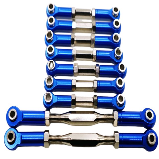 ZheElen 9pcs Wheelbase Steering Link Rod Set For WLtoys 1/10 K949 RC Car Accessories Dark Blue