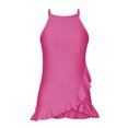 thumbnail image 4 of VEKDONE Halter Tops for Womens Summer Sleeveless Hollow Out Ruffled Tank Tops Solid Color Loose Breathable Lounge Vests Hot Pink Small, 4 of 9