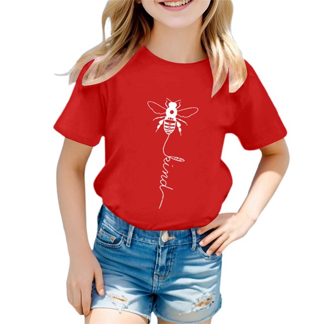 Haut Fille Chemise Banane Filles Mode Enfants Décontracté Imprimé Col Rond Ample Manches Courtes T-Shirt Haut