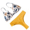 thumbnail image 3 of EGNMCR Bikini Set Fashion Women Solid And Printed Swimwear Bikini Split Swimsuit Set, 3 of 3