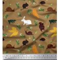 thumbnail image 1 of Soimoi Tissu Popeline de Coton Oiseau,Squirrel & Rabbit Tissu Imprimé Animal 1 Yard 56 Pouces de Large, 1 of 3
