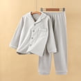 thumbnail image 1 of Ensembles de Pyjama pour Filles Ensemble de Pyjama pour Enfants Automne/hiver de Couleur Unie Décontracté Chaud Manches Longues Pantalon Long Tenue de Nuit Robe à Manches Longues, 1 of 4