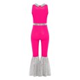 thumbnail image 4 of Hansber Combinaisons de Danse Disco Sans Manches à Sequins pour Filles Enfants Rose Vif 16, 4 of 5