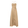 thumbnail image 3 of Ketyyh-chn99 Robe Maxi pour Femmes Robe de Mariage Col en V Unie Robe de Fête Formelle Évasée Élégante Robe Florale Invitée de Mariage Kaki,TG, 3 of 4