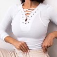 thumbnail image 3 of IROINID Rabais Chemises à Manches Longues pour Femmes à Col en V Automne Blouse Ample Chandail de Détente Hauts Blouses, Blanc, 3 of 8