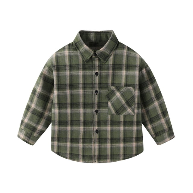 Tranfacy Chemises à Carreaux à Boutons pour Enfants à Manches Longues Col Rabattu Manteau d'Automne et Couche de Base