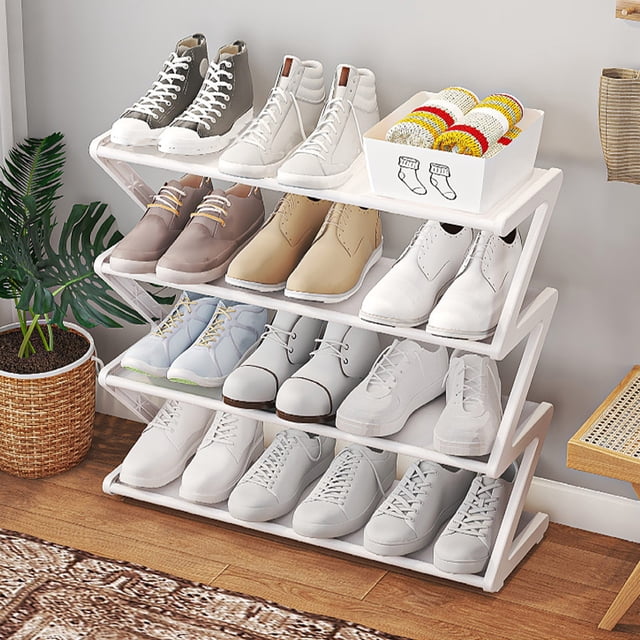 Kcavykas Clearance Sales Home Storage Organiser 4-layer Shoe Rack independent Shoe Cabinet with Thickened Steel Pipe Multi-functional Entrance Shoe Cabinet Corridor Shoe Cabinet