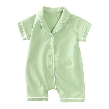 MeetoTime Combinaisons pour Bébés Garçons Filles Couleur Unie Bouton Manches Courtes Col Rabattu Vêtements d'Été pour Bébé Tout-Petit