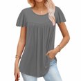 thumbnail image 2 of FAIWAD Tunique d'Été pour Femme à Manches Courtes, Col Rond, T-Shirt Décontracté Plissé, Ample et Fluide, 2 of 5