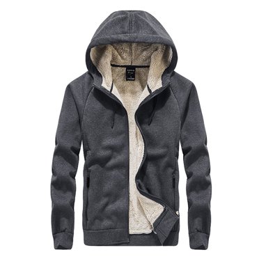 RKSTN Jackets for Men Winter Plus Size Hoodie Velvet Zipper Thickened Fleece Outwear Coat Fall and Winter Long Sleeve Jacket Coats