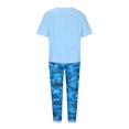 thumbnail image 1 of Mikilon Vêtements de Détente Confortables pour Femmes Ensemble 2 Pcs Imprimé Décontracté Manches Moyennes Col Rond + Pantalon Bleu-B 2TG, 1 of 6