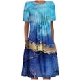 thumbnail image 2 of Robes Maxi pour Femmes Été Bohème Imprimé Manches Courtes Robe de Plage Robe Longueur Genou Robe Manches Courtes en Liquidation, 2 of 5