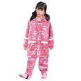 thumbnail image 3 of Children‘s Boys Girls Dinosaur Rainbow Printed Button Rain Jacket Hooded Windproof Raincoat, 3 of 7
