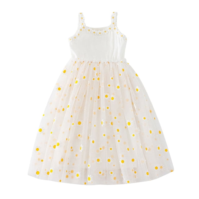 WEAIXIMIUNG Robes pour Filles Taille 6-7 Jupe pour Filles Enfants Été Mode Petit Imprimé Robe Bouffante Robe de Plage pour Enfants