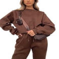 thumbnail image 2 of Women Sweatshirt Set Long Sleeve Crew Neck Hoodie Sweatpants Set Solid Activewear Set, 2 of 5