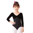 thumbnail image 4 of Justaucorps de Ballet pour Filles Robe de Danse à Manches Longues Robe d'Entraînement Patchwork Vêtements de Balle pour Adolescentes Noir 5-6 Ans, 4 of 4
