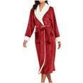 thumbnail image 1 of Penkiiy Womens Plush Soft Robe Warm Fleece Shawl Collar Bathrobe Fluffy Long Robes with Pockets 2XL Wine, 1 of 3
