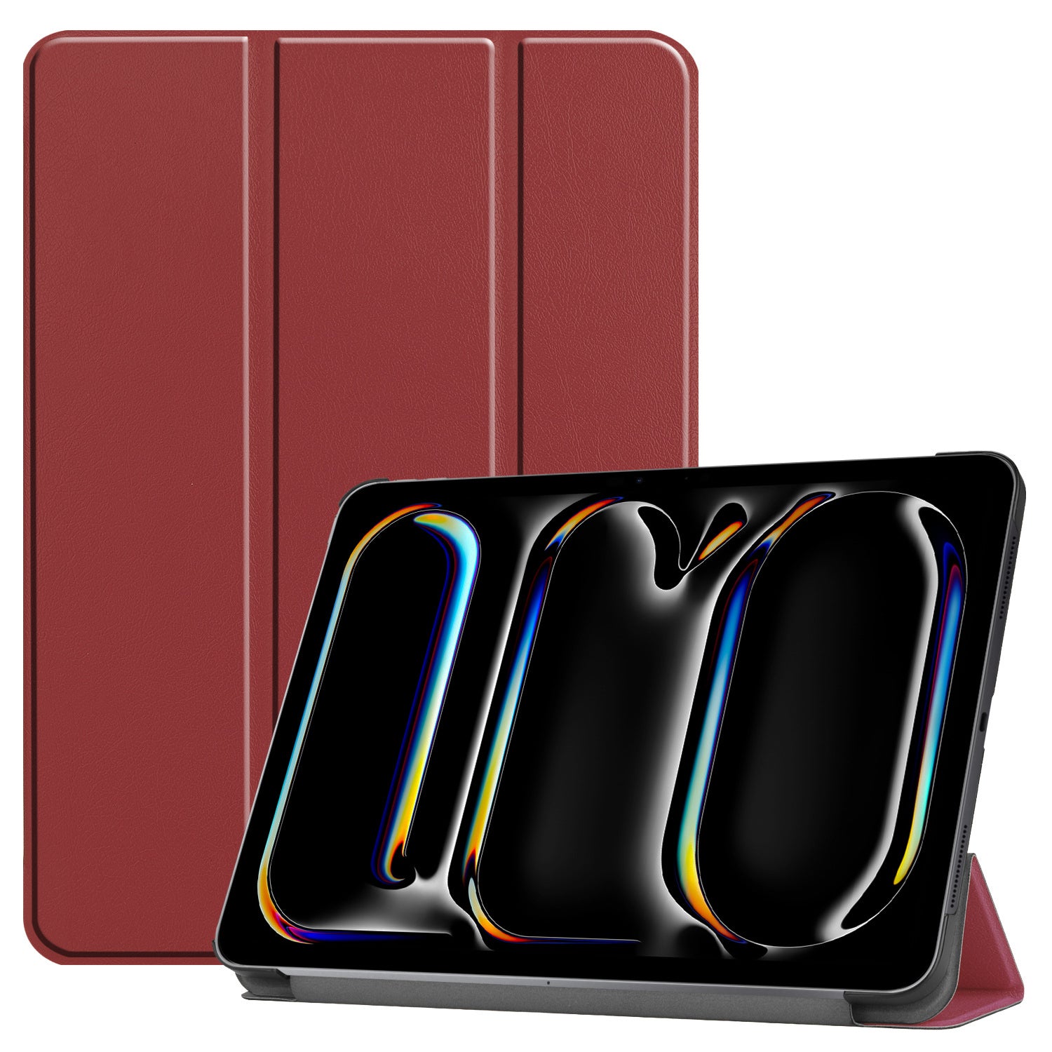 PANDACO Wine Leather Folio Case with Smart Cover for iPad Pro 13-inch (2024)