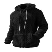 cfhntfmh Sherpa Hoodies for Men Fleece Cable Knit Hoodies Fall Winter Warm Hoodie Oversized Sweatshirts Outwear