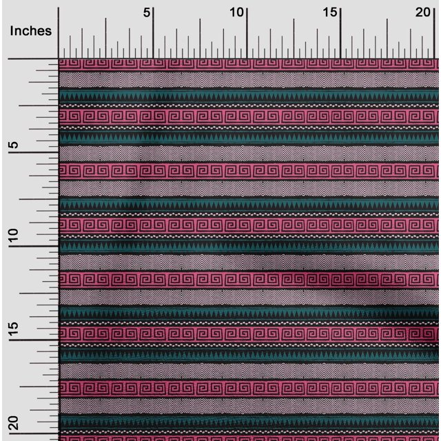 oneOone Silk Tabby Fabric Chevron & Greek Key Block Print Sewing Fabric BTY 42 Inch Wide