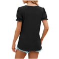 thumbnail image 4 of AherBiu Womens Tops Puff Short Sleeve Crewneck T Shirts Spring Summer Casual Solid Color Tees Blouses, 4 of 6