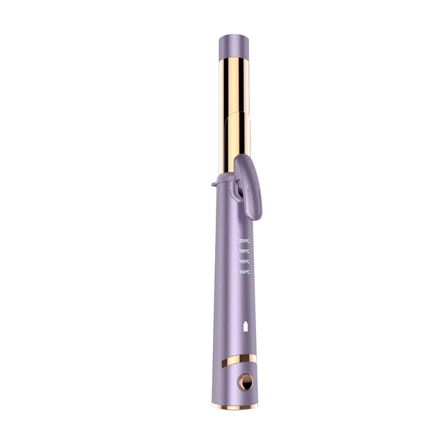 Conair Unbound Fer à Friser Sans Fil avec Baril en Titane Or rose de 1 Po et Poignée Lavande, avec Réglages de Température de 140 °C à 200 °C, une Pince pour Tenir les Cheveux et un Bouton d'Alimentation, Conçu pour le Coiffage Sans Fil avec jusqu'à 25 minutes d'Autonomie, Montré Vertical sur Fond Blanc.