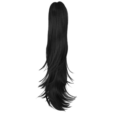 Riforla Extension de Cheveux Queue de Cheval Longue Pince Extension de Cheveux Synthétique Ondulée Postiches Lisses Pince Queue de Cheval Perruque Queue de Cheval Quotidienne Duveteuse pour Femmes Perruques pour Femmes Noir
