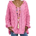 thumbnail image 2 of MAWCLOS Ladies Jumper Tops Winter Warm Sweater Solid Color Pullover Knitwear Work Long Sleeve Knitted Sweaters Light Pink M, 2 of 3
