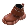 thumbnail image 1 of Bottes d'Hiver pour Enfants en Cuir Uni Style Britannique, 1 of 5