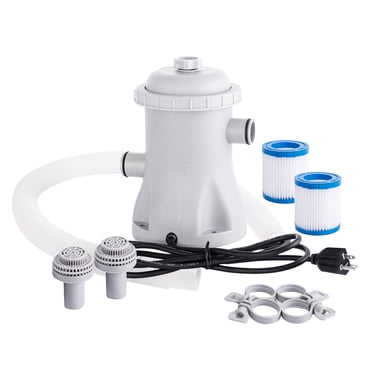 Zootealy Pool Filter Pump 330 GPH Paddling Pool Electric Water Pump With 2 Pool Filter Cartridge Pool Pumps Above Ground Small Pool Filter Pump