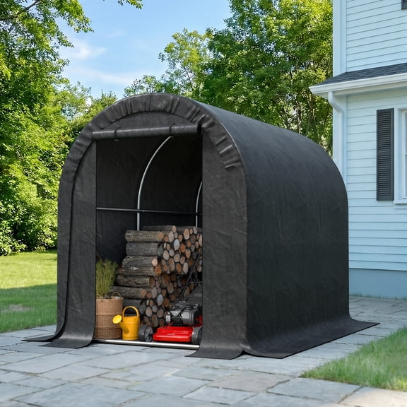 BUPPLEE Abri de Rangement Portable 8 x 6 x 7 Pi, Auvent Extérieur Imperméable pour Motos, Vélos, Outils et Équipements de Jardin