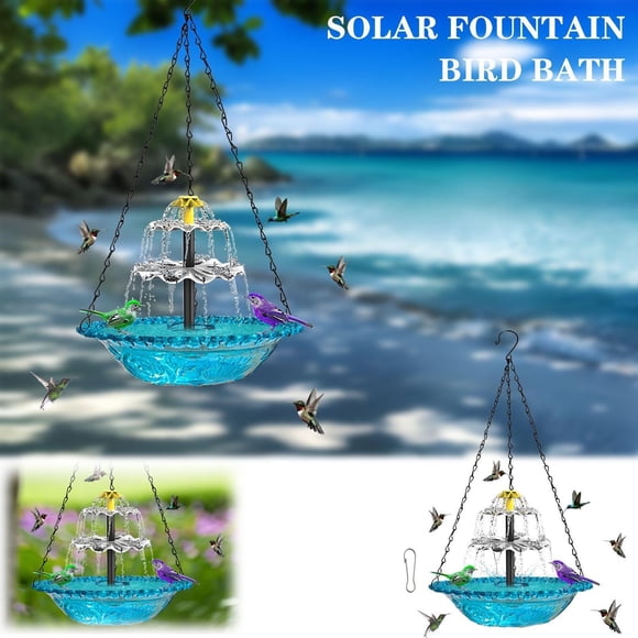 Feeder Solar Powered Bird Feeder and Birdbath Outdoor Garden Hanging Floating Water Feature(Multicolor,1-Piece) Rkxzt