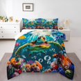 thumbnail image 2 of Erosebridal Sea Turtle Bedding Queen Comforter Set, Underwater World Down Comforter, Ocean Animal Decor, Reversible 3pcs, 2 of 7