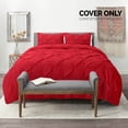 thumbnail image 4 of Nestl 3 Piece Pinch Pleated Duvet Cover Set with Button Closure & Corner Ties - 100% Soft Hypoallergenic Microfiber Pintuck Decorative Duvet Cover Sheet Set, Queen - Cherry Red, 4 of 9
