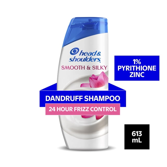 Shampooing Antipelliculaire Head & Shoulders, Lisses et Soyeux, 1% De Pyrithione De Zinc, Brillance 24 H, Sans Frisottis, Sûr Pour La Couleur et Cheveux Traités, Parfum Floral Frais, 613 mL