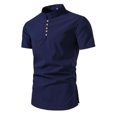 thumbnail image 1 of T-Shirt Homme Manches Courtes Couleur Unie Col à Revers Mode Automne, 1 of 1
