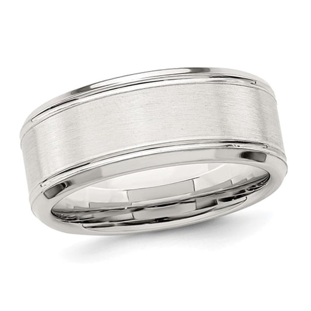 Mens Brushed Sterling Silver Band Ring 6mm