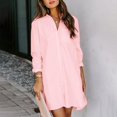 thumbnail image 2 of Kcodviy Robe Décontractée Unie pour Femme Robe Maxi Décontractée à Manches Longues Col Roulé avec Poche Chemise-Robe à Col Montant Ourlet Fendu Robes Femme Décontractées Robe Ample, 2 of 7