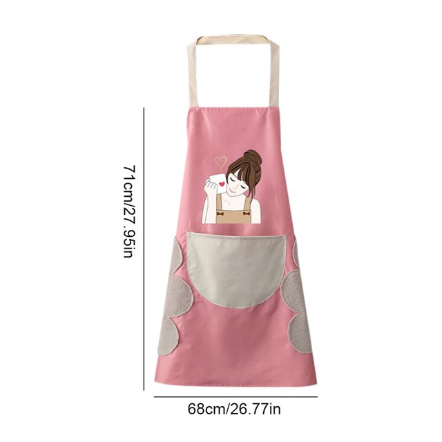 Apron PVC Pocket Adjustable Apron Waterproof Oil-proof Apron PVC Apron PVC Apron Bib Kitchen Accessory, Type 1, Pink