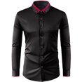thumbnail image 1 of RXIRUCGD Chemise Décontractée pour Homme à Manches Longues avec Boutons, Poche et Col Rabattable, Noir, Taille : S, 1 of 3