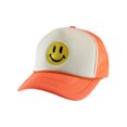 thumbnail image 1 of Gravity Threads Smile Face Embroidery Adjustable Trucker Hat - Smile - White/Neon Orange, 1 of 2