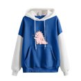 thumbnail image 1 of Penkiiy Hoodies pour Femmes Mode Décontractée Imprimé Col Rond Manches Longues Amples Hauts Courts Blouse Sweat-Shirts Sans Capuche Vêtements Bleus Y2K, 1 of 5