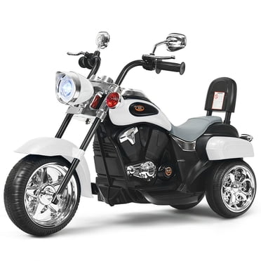 Gymax 6V Kids Ride On Chopper Motorcycle 3 Wheel Trike with Headlight White