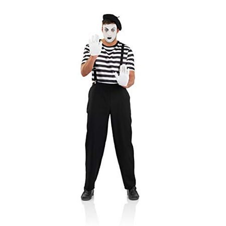 Costume d'Acteur Silencieux Noir et Blanc pour Adultes Mens Mime Artist - Très Grand