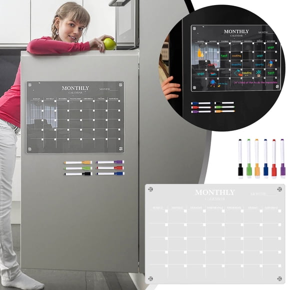 Wzzjkit Household Essentials Transparent 2mm Acrylic Weekly Planner Memo Board with Pen and Magnetic Stickers