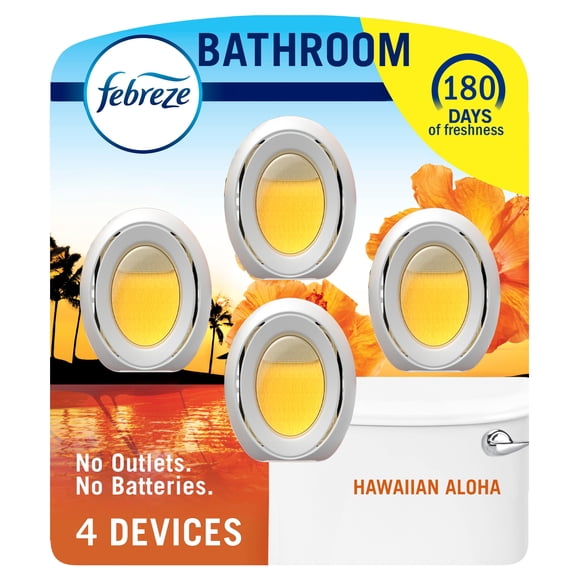 Febreze Bathroom Air Freshener, Odour-Fighting, Hawaiian Aloha Scent, 4 Count