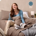thumbnail image 4 of Bare Home Cozy Fleece Sheet Set - Extra Plush Polar Fleece - Deep Pocket - Split King, Taupe, 4 of 9