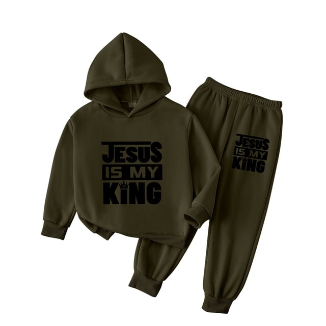 Long Sleeve Top, Comfortable Hooded Set with Elastic Waist Pants for Kids